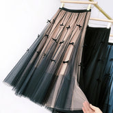 Langer Rock mit hoher Taille und Schleife